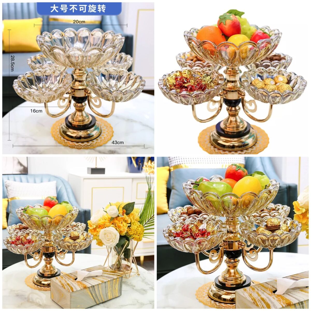 Luxury European-Style Rotatable Dry Fruits & Fruit Bowl Stand – Premium Acrylic, Multi-Layer Design